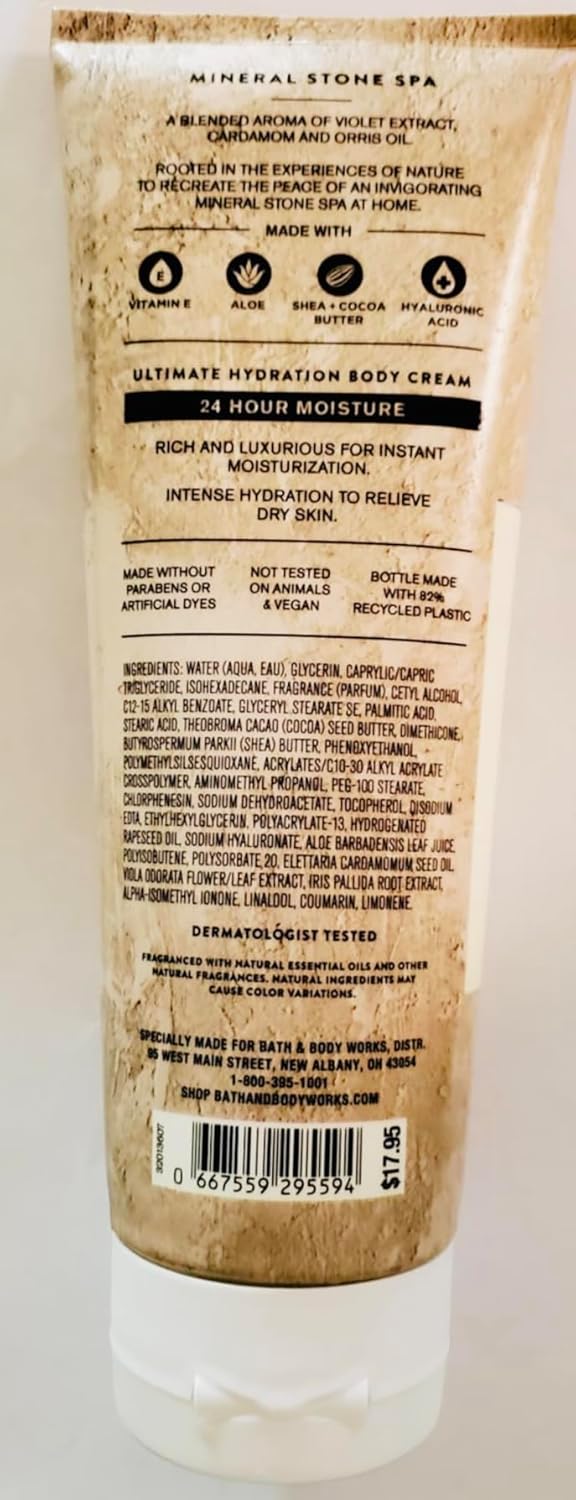 Bath & Body Works Mineral Stone Spa Ultimate Hydration Body Cream 8 Ounces Pack of 2