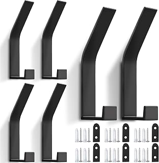 Yeelan Coat Hooks,6 Packs Black Coat Hooks Wall Mounted,Heavy Duty Wall Hooks,Door Hooks,Clothes Hat Hooks for Towel,Keys,Screws Invisible Wall Hangers for Kitchen, Bathroom,Bedrooms,Bathroom