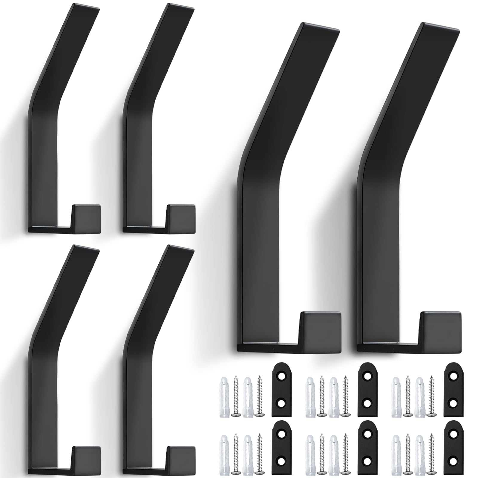 Yeelan Coat Hooks,6 Packs Black Coat Hooks Wall Mounted,Heavy Duty Wall Hooks,Door Hooks,Clothes Hat Hooks for Towel,Keys,Screws Invisible Wall Hangers for Kitchen, Bathroom,Bedrooms,Bathroom