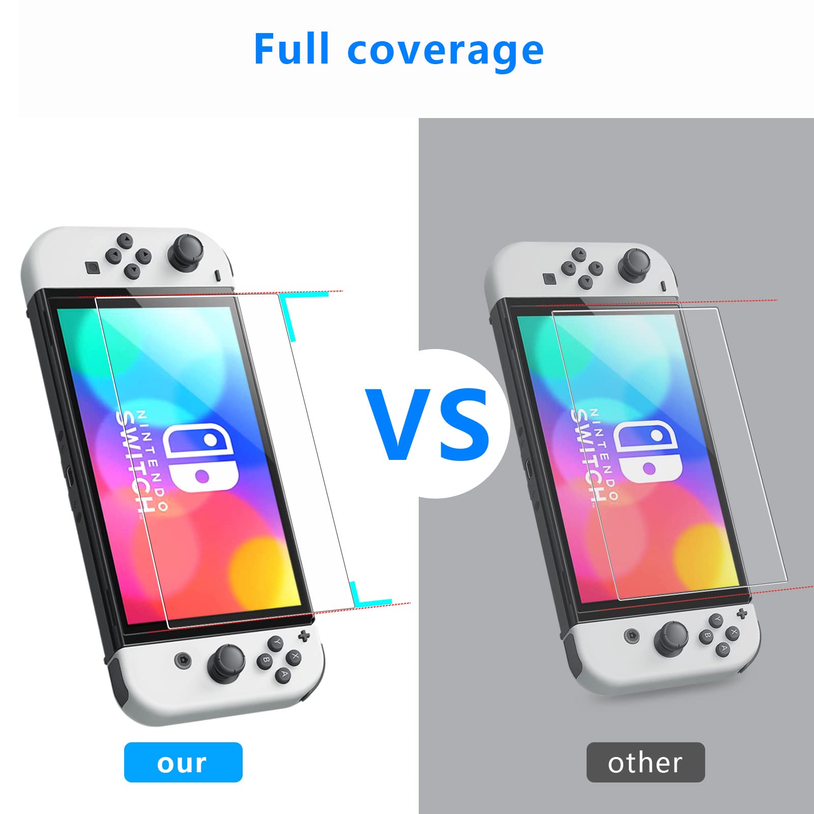 LUSEE 4 sztuki folii ochronnej kompatybilnej z Switch OLED model 7 cali 2021, pełne pokrycie, folia ochronna na wyświetlacz HD, folia ochronna na wyświetlacz HD, odporna na zarysowania,