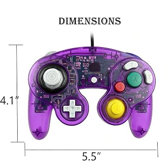 Reiso Gamecube Controller, 2 Pack NGC Classic Wired Controller for Wii Game cube Console (Clear Purple and Green)