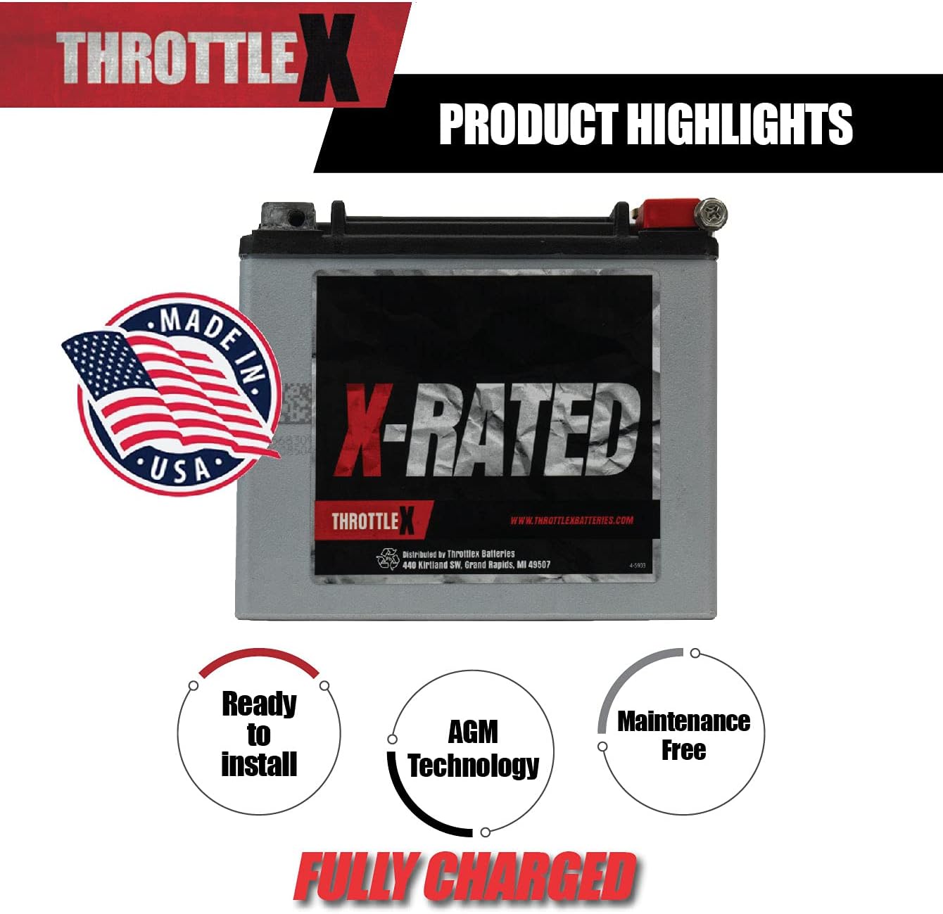 HDX20L - Harley Davidson, ATV and UTV Replacement Battery.