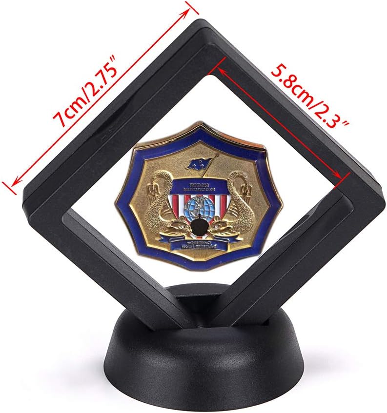 Skelang 3D Floating Display Case Display Stand Holder Suspension Frame for AA Medallion, Antique，Challenge Coin, Chip, Jewelry, Pin (2.75"×2.75"×0.75")