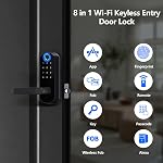 Keyless-Entry Fingerprint Smart Door Lock: Sifely Digital Electronic Lock with Code Passcode, Electric Door Knob, Biometric Handle, Perfect for Entry Doors, Bedroom Doors (Black Smart Lock)
