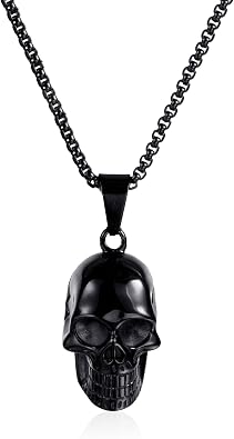 Skull Gothic Punk Rock Hip Hop Pendant Necklace Cool Amulet Pendant Necklace for Men Women