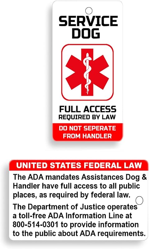 PVC Service Dog Key or Collar Tag for ADA Service Animals (Service Dog SD21)