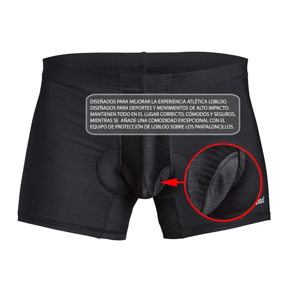 lobloo Shorts de Hombre Jock Strap Invertidos Coquilla Compresión Acolchados Protección Zonas Íntimas Negro XS-XL