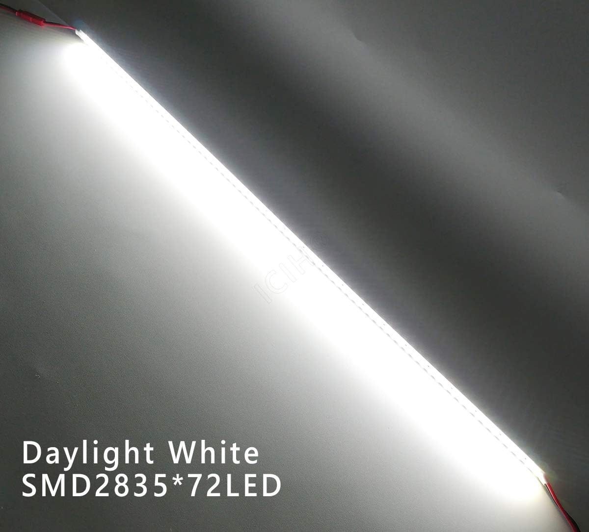 ICIH (Pack-10 Aluminum DC12V 0.7A 8W SMD2835 72LED 0.5M/20 Rigid Hard LED Strip Light Super Bright Led Bar Home Lighting Daylight White 6000K IH-2835-72DW