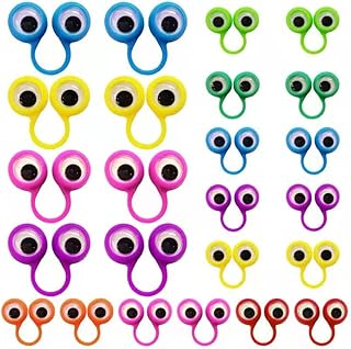 24PCS Eye Finger Puppets Googly Eye Finger Puppets Wiggly Eyeball Finger Puppet Rings Eye Finger Toy Party Favor 8 Colors with Two Size