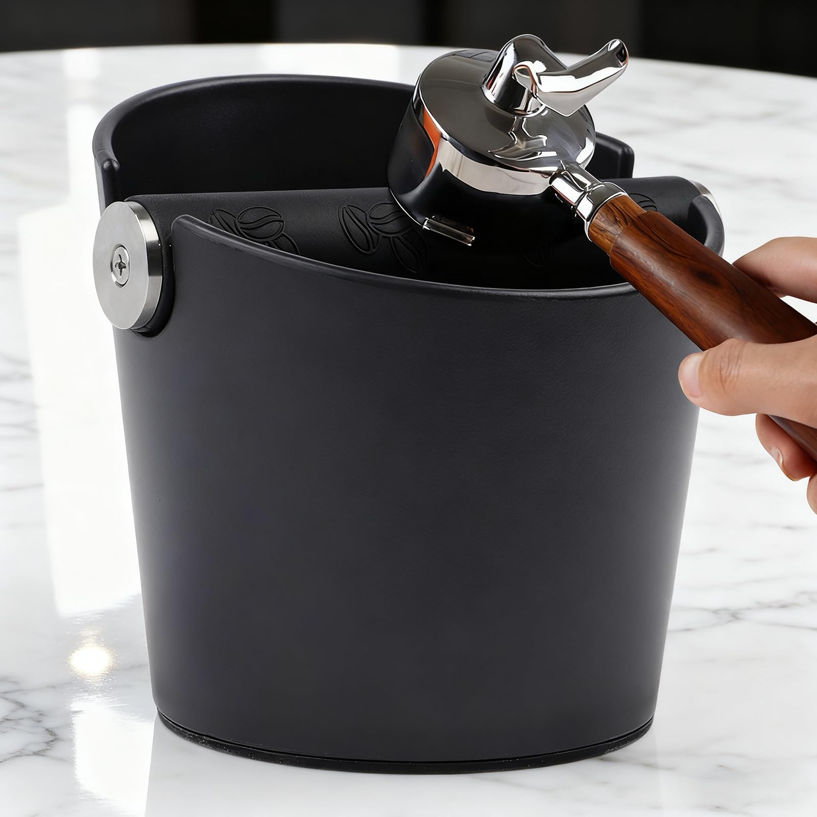 Récipient de frappe pour porte-filtre à expresso Knock Box avec barre de frappe amovible, récipient à café pour cuisine, bureau, café et bar, comme accessoire de barista