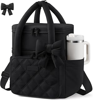 LOVEVOOK Insulated Lunch Bag For Women Men,Expandable Double Deck Lunch Box With Large Cup Holder,Leakproof Cooler Bag For Adult Lunch Tote Bag Work Picnic Beach with Adjustable Shoulder Strap Gift