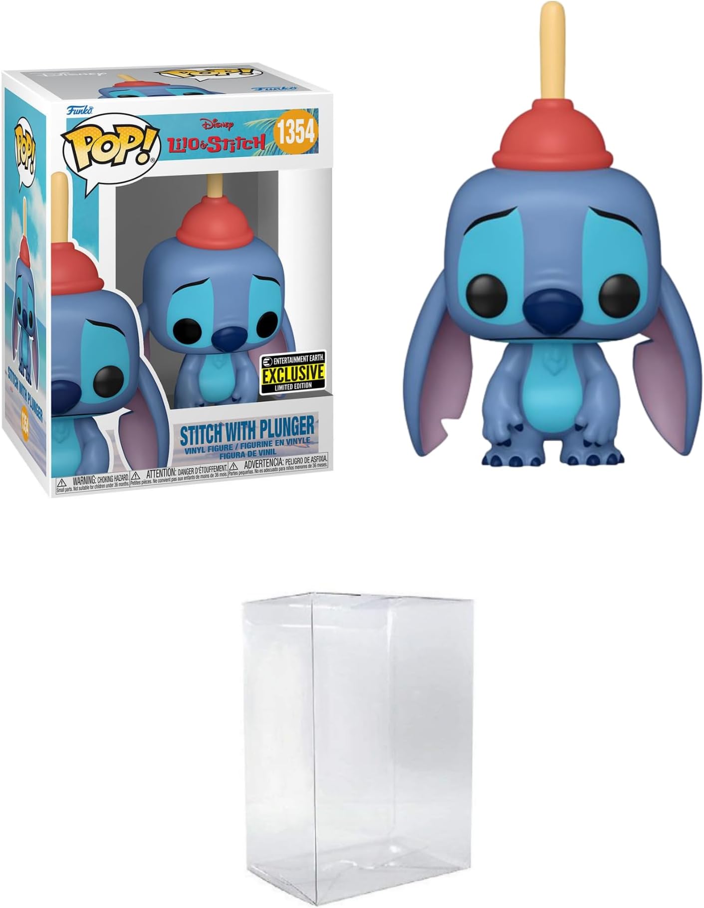 Funko Pop! Disney: Lilo & Stitch - Stitch with Plunger Entertainment Earth Exclusive Bundled with a Byron's Attic Protector