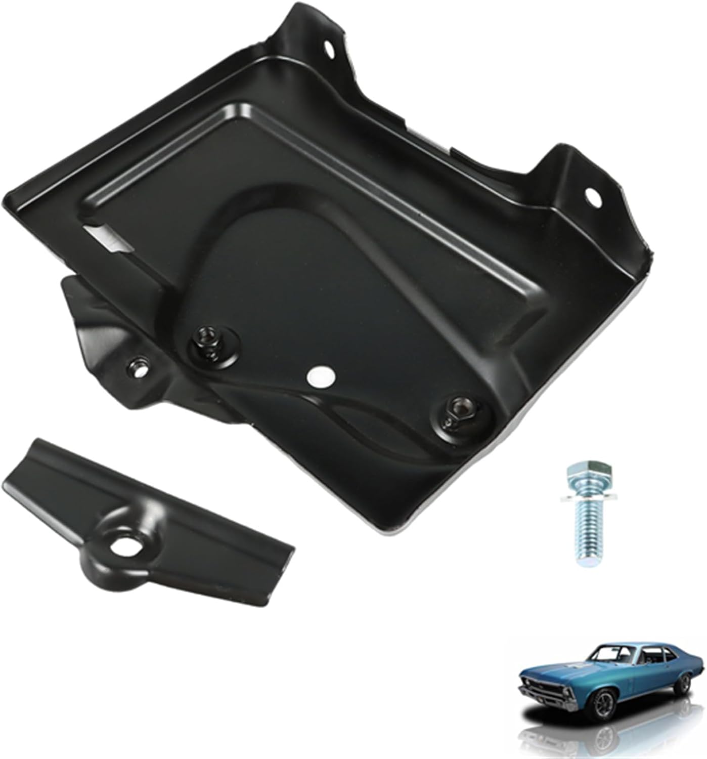 3PCS Battery Tray Kit with Holddown Clamp and Bolt Replacement for Nova 1968-1974 Replacement for 4A00003-EB