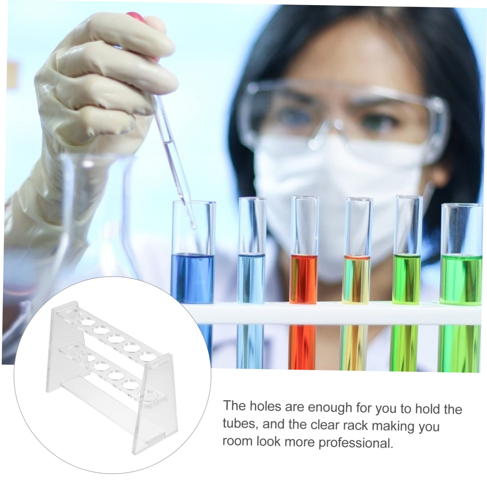 NAMOARLY Dual-Layer Tube Rack Chemistry Test Tube Holder 10ml Capacity 16mm Round Holders