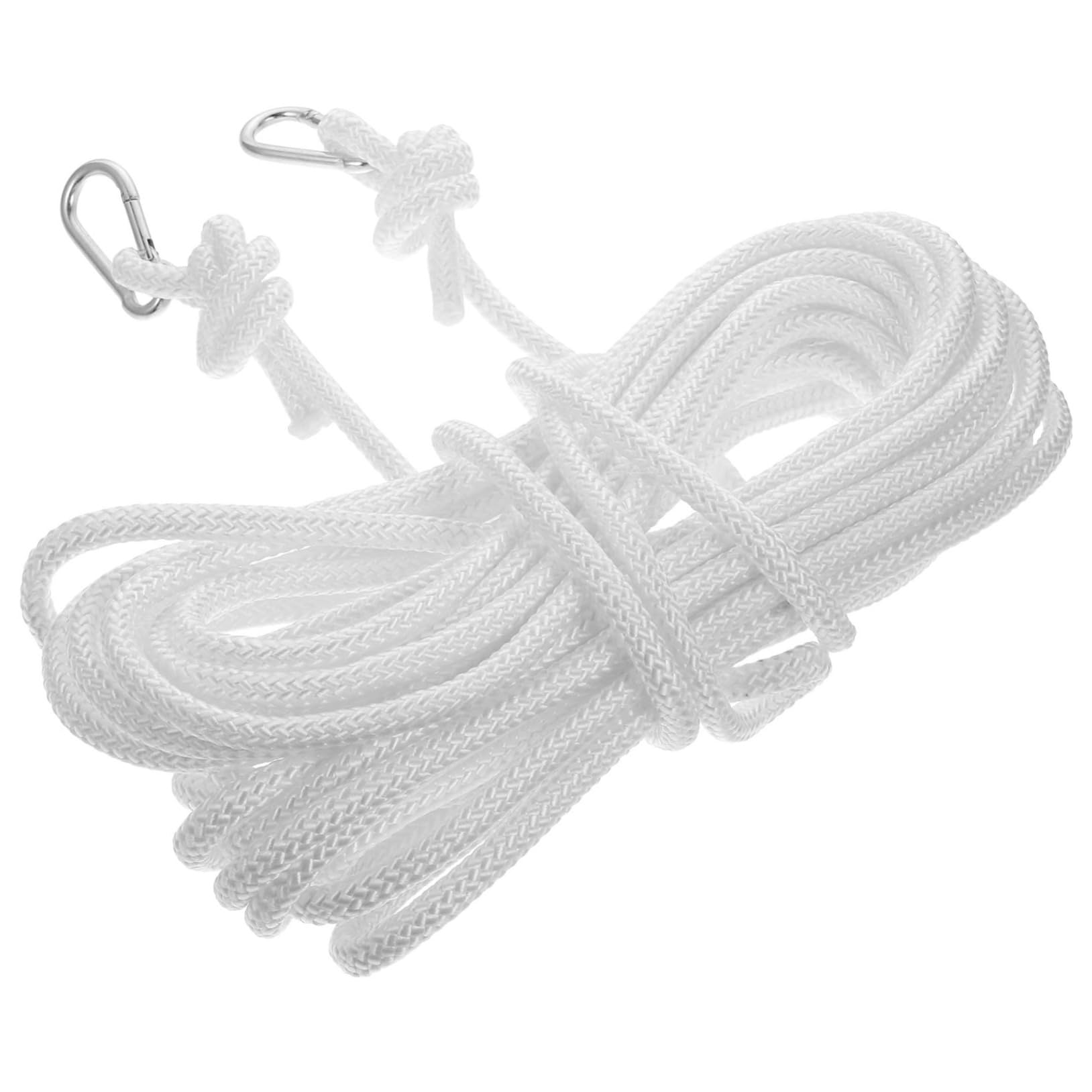 FONDOTIN 1Pc Thickened Household Nylon Braided Clothesline Rope for Outdoor Air Drying Camping and Hanging Various Items White with Clip