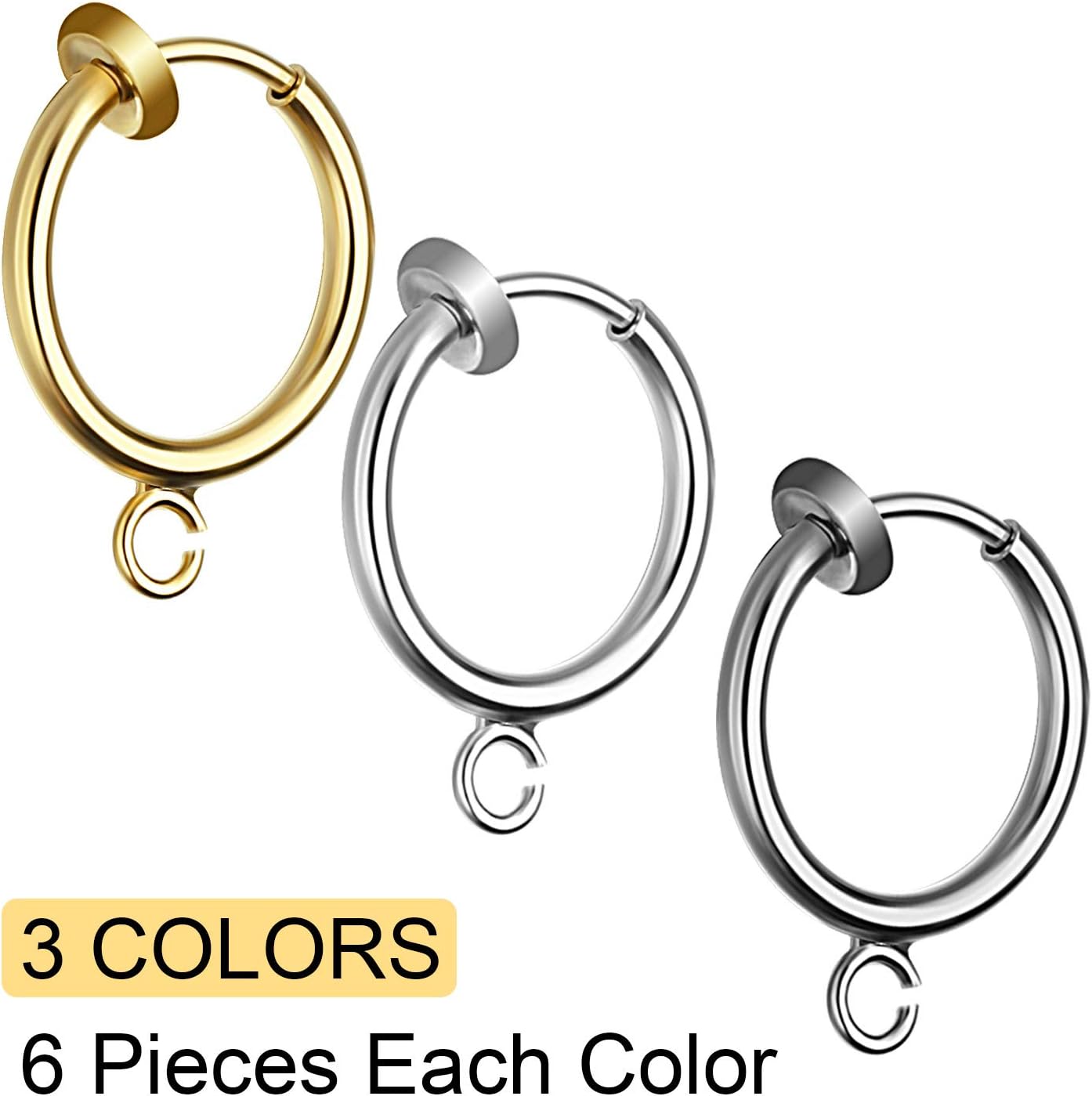 30 Sets Clip-on Earring Converters Non-Pierced Earring Components Findings Dangle Earring Clips with Easy Open Loop and Silicone Earring Pads for Daily Accessory