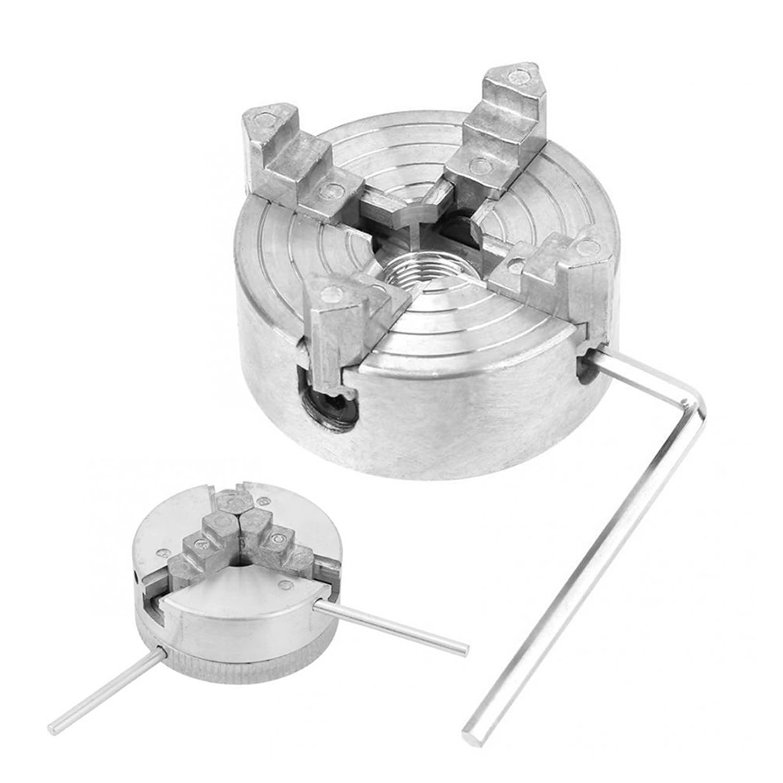 Drehbanklager, Zinklegierung 3 Backenfutter 4 Pleuel selbstzentrierend/nicht selbstzentrierend Holzdrehfutter for Mini-Tischdrehmaschine(3 Jaw Chuck)