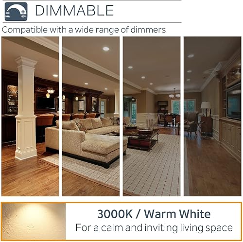 Miniatura 10 de Nadair Paquete de 24 luces empotrables LED regulables con clasificación Ic de 6 pulgadas con caja de conexiones, 15 W, 1125 lúmenes, blanco frío