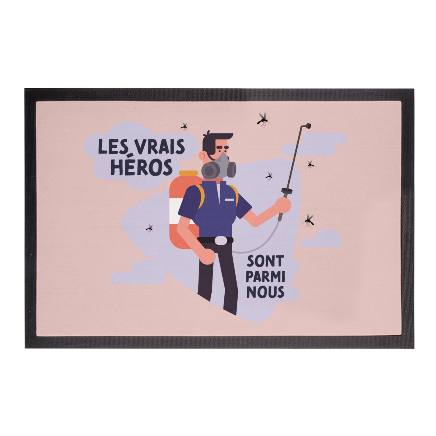 Paillasson rose 75x50cm résistant pour entrée de désinsectiseur professionnel