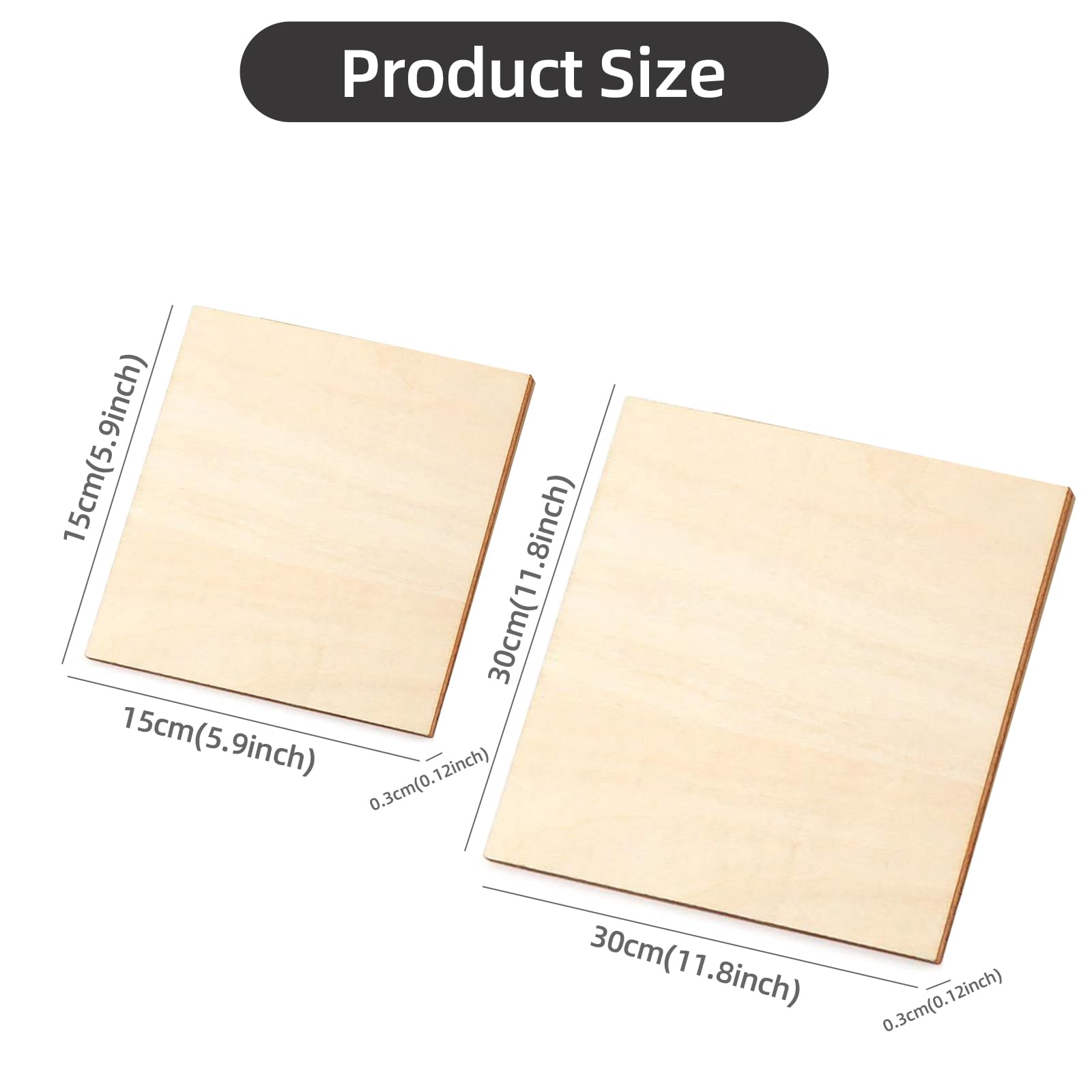 12 Stück unlackierte Holzscheiben, 15,2 cm, 30,6 cm, quadratische Scheiben für Malerei, Handwerk, Weihnachten, Hochzeit, Dekoration, Basteln