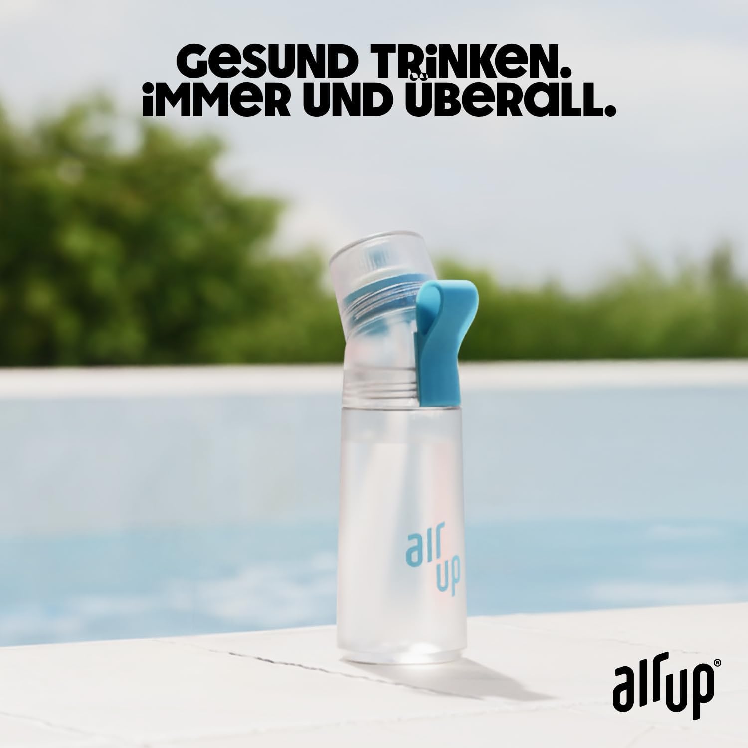 air up® Flasche Twist Pro Starter Set Original, inkl Pods in 5 Geschmacksrichtungen I 600ml Trinkflasche mit Geschmack, zuckerfrei I spülmaschinenfest & BPA frei I in Blue Splash