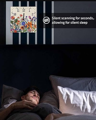 Miniatura 6 de Reloj de pared de madera, reloj de pared de madera con plantas de verano, lavanda, vintage, 10 pulgadas, silencioso, sin tictac, reloj de pared de