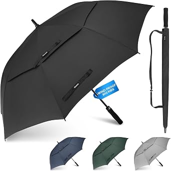 Gonex 68/72 Inch Golf Umbrella, 28 Double-Rib Windproof, Auto Open | 210T Pongee, Double Canopy, Fiberglass Shaft, EVA Foam Handle, UV Protection, Fits 2-4 People