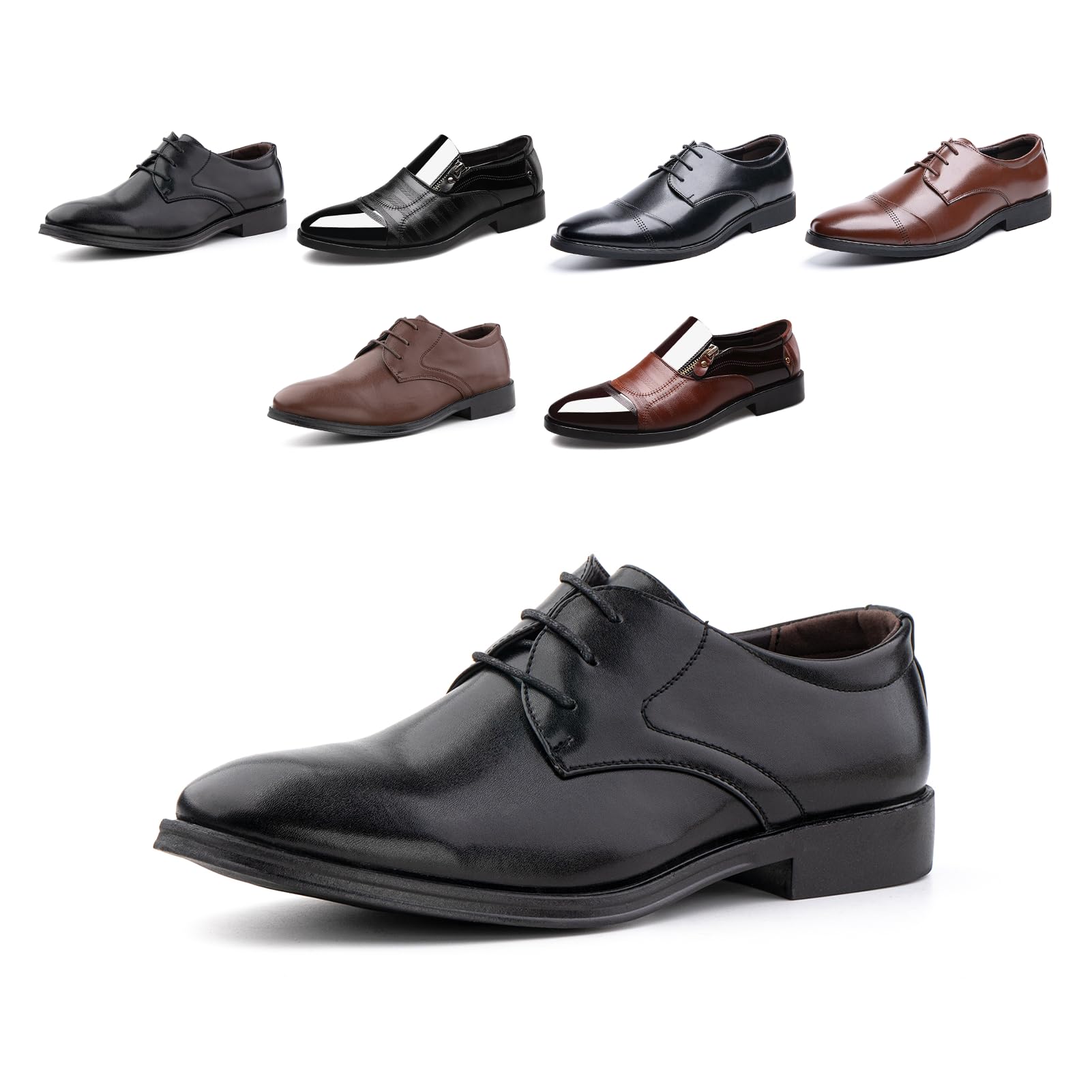 Derby Buty Oxford Męskie sznurowane buty sukienka buty z niskim obcasem buty lakierowana skóra robocza formalna panna młoda czarne brązowe EU 37-48, G Xz702 czarny, 44 EU