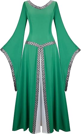 Renaissance Costume Women Dress Medieval Long Sleeved Outfit Gown Irish Over Deluxe Victorian Vintage Cosplay