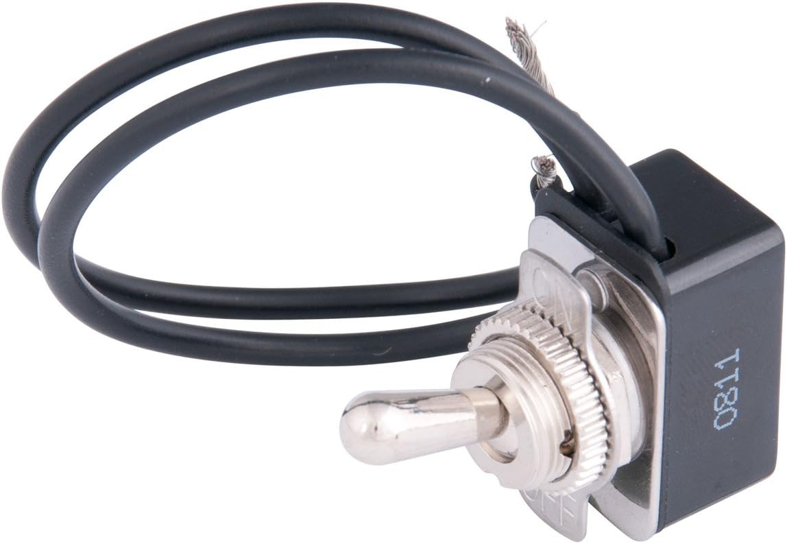 SPST ON-OFF Metal Toggle Switch, 10.0 Amps, Panel Mount, Wire Leads, UL Listed