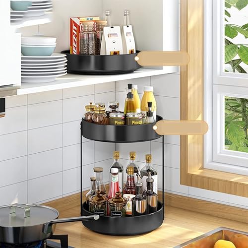 Miniatura 4 de Lazy Susan - Organizador de metal de acero para organizar y almacenar despensa, tocadiscos giratorios de 11.8 pulgadas, estantes de especias para