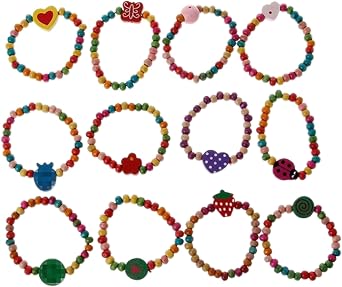 12Pcs/Set Colourful Wooden Bracelets