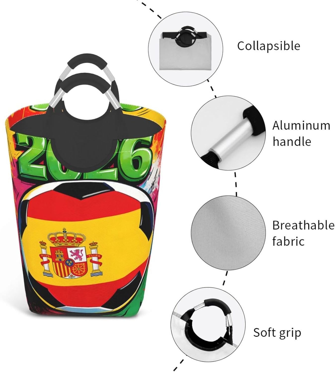 Spain Frenzy 2026 Foldable Dirty Laundry Bag, Waterproof Oxford Fabric With Pe Board Base, 50l Capacity For Home & Travel