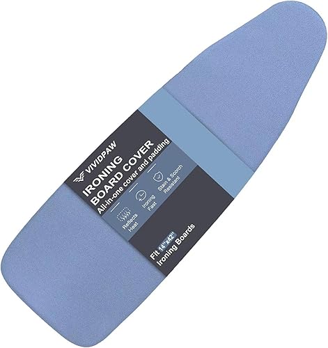 VividPaw Funda para tabla de planchar de 14 x 42 pulgadas con diseño fácil de usar, acolchado resistente, cordón elástico ajustable y sujetadores,