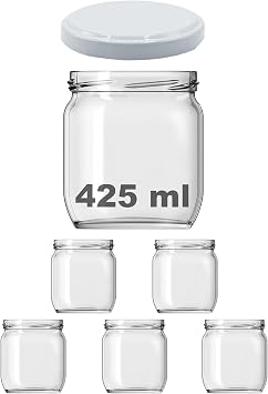 Afracam 425 ml Metal Beyaz Kapaklı Şeffaf Cam Kavanoz 5 Adet