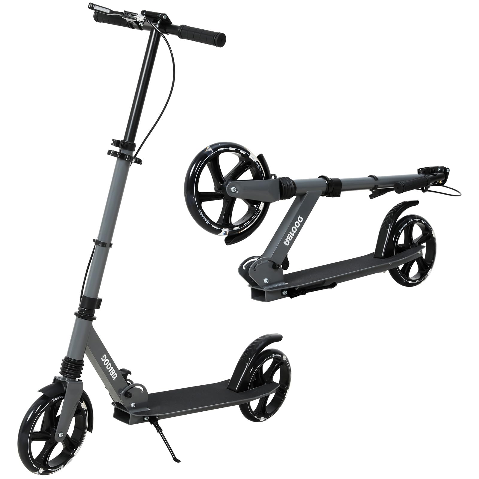 Trottinette Pliable Ado 9-14 Ans, Trottinette Adolescent avec Frein au Guidon, Trotinette Grande Roue 200MM, Trotinettes Guidon Hauteur Ajustable 3 Niveaux, Enfant/Ado 125-175CM, Charge 100KG