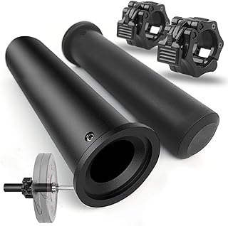 Green Bean 2PCS Olympic Adapter Sleeve 8" with Olympic Barbell Clamps 2", Converts 1" Standard Weight Plate Posts to 2" Olympic Weight Plate Posts, Removable end Cap