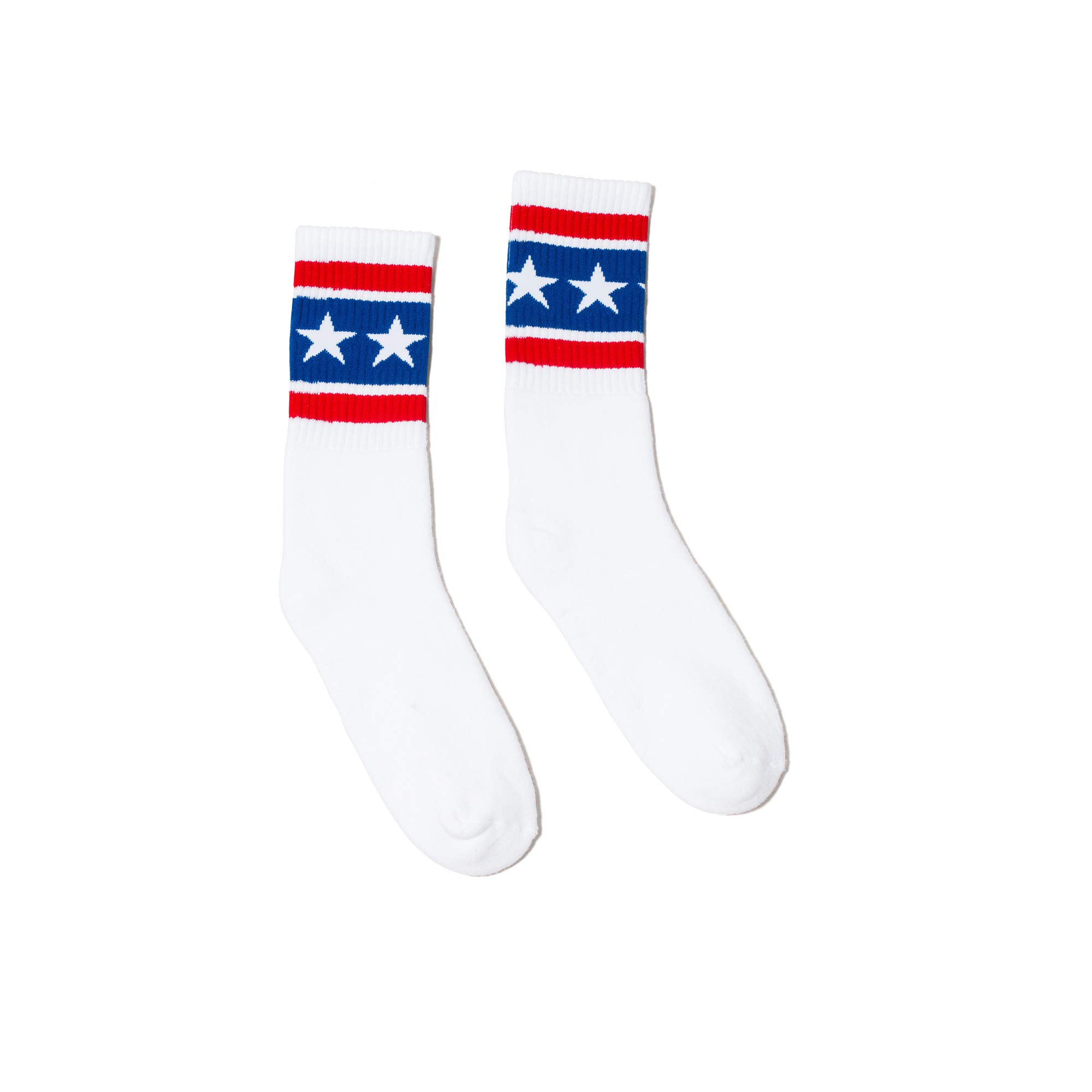 SOCCOWhite Stars and Stripes Crew Socks Made in USA