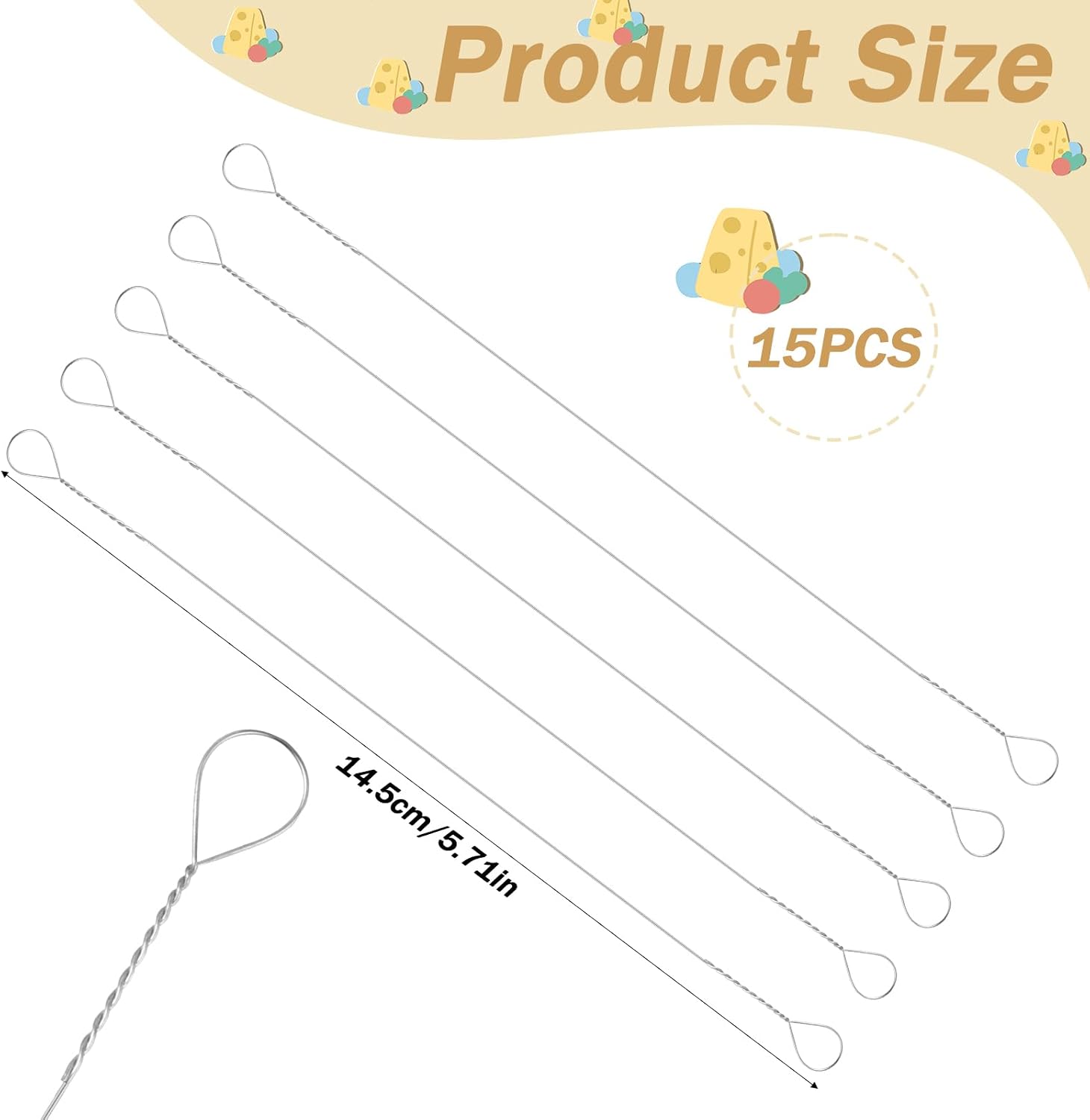 15 PCS 5.5" Stainless Steel Cheese Slicer Wire Replacement | Cheese Cutter Wire Replacement Cheese Wire Replacement for Cutting Cutter, Cream and Butter