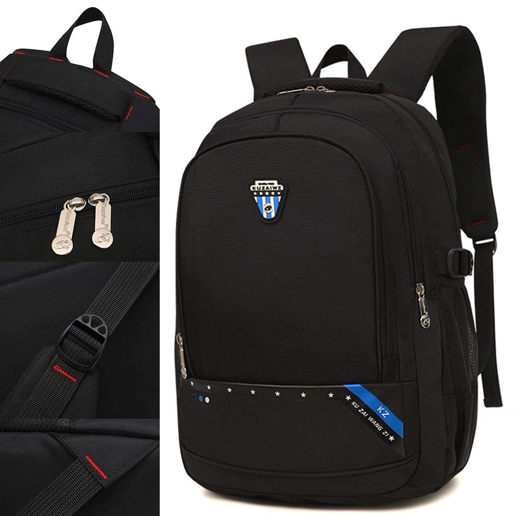 ESNY Zaino per Borsa della Scuola Nera per Ragazzi Ragazze Adolescenti, Primario/secondario/liceo per Studenti per Laptop da Viaggio da Viaggio per Laptop Uomini di Grand Black