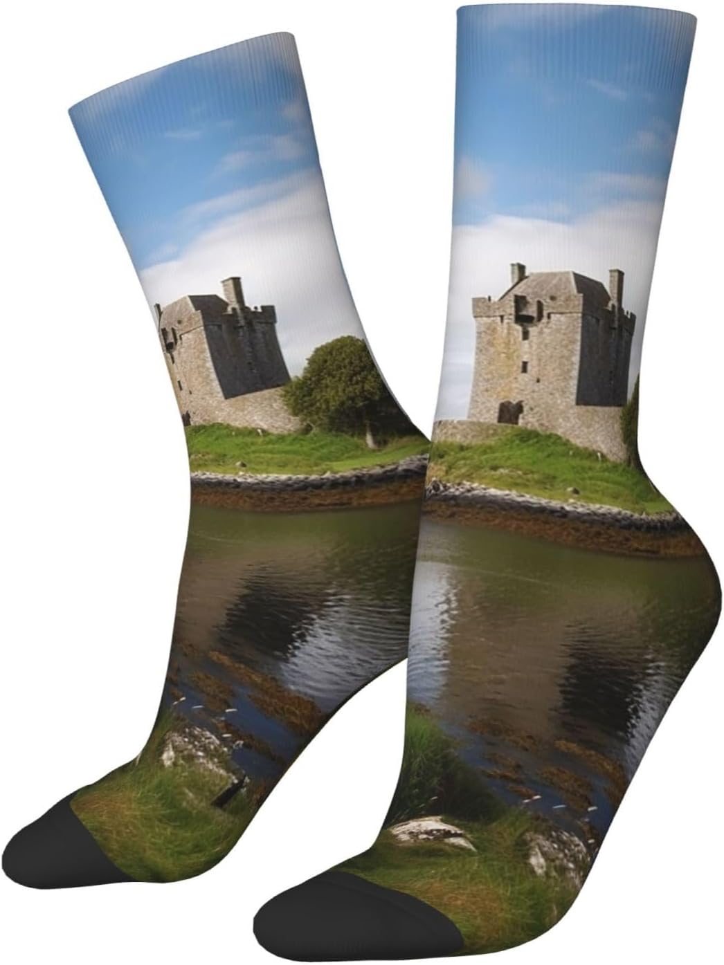 View of The Dunguaire Castle Crew Socks for Men Women Moisture Wicking Cushion Athletic Sock Casual Novelty Socks Gift