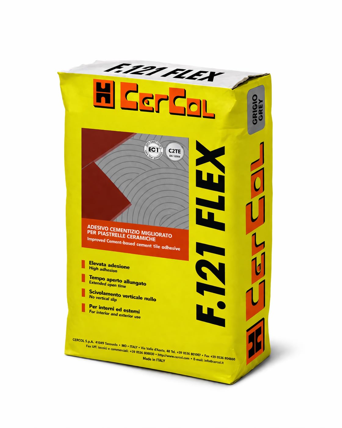 Colla per piastrelle 25 kg f121 flex grigio per gres effetto pietra, effetto legno, marmo, pietre naturali, travertino, cotto, battiscopa