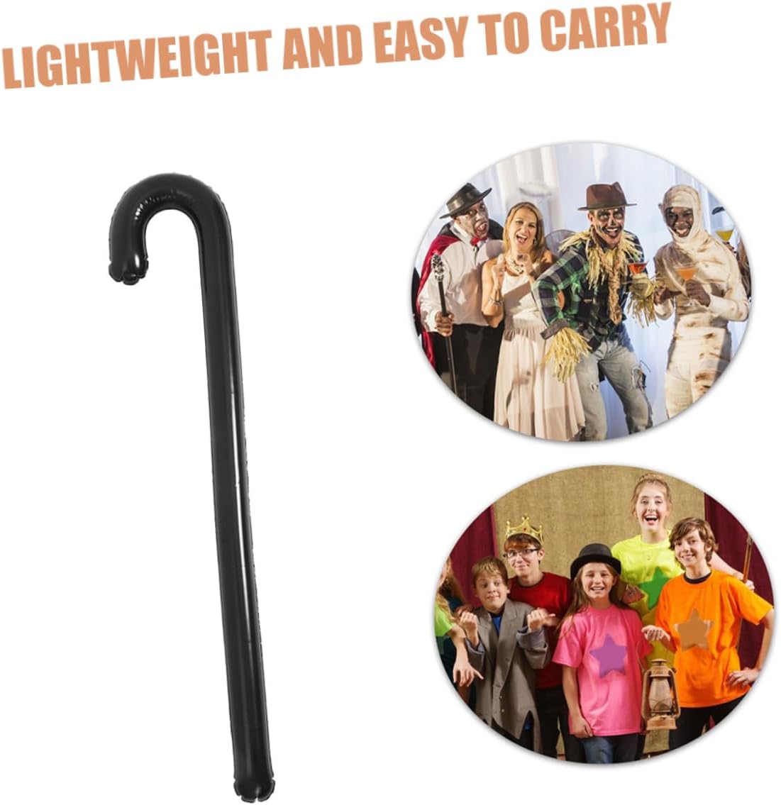 2Pcs Inflatable Cane Props Lightweight Crutch Shaped Party Supplies for Costume and Stage Performances Easy to Inflate Walking Stick for Events and Pranks