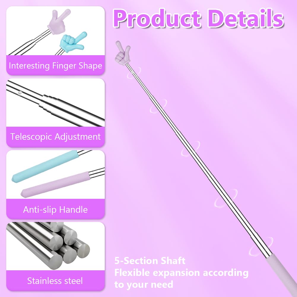 Pointeur de Doigt Rétractable Lot de 2 pour Enseignant, Flexible et Pratique, Bleu Violet