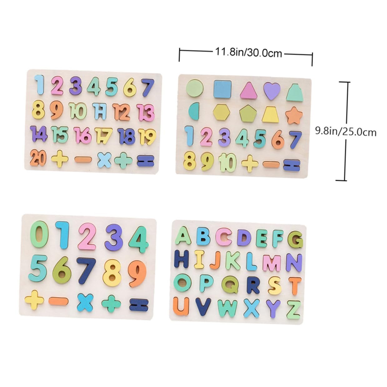 ORFOFE Puzzle Educativi in Legno da 4 Elementi per Ragazzo Ragazza Decorazioni Scuola, Facile da Usare e Sicuro senza Ferire le Mani, per L'apprendimento Precoce delle Lettere e Numeri