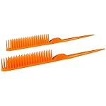 CocoBlack Naturals 3 Row Styling Comb For Detangling, Defining And Separating Curls (Orange)