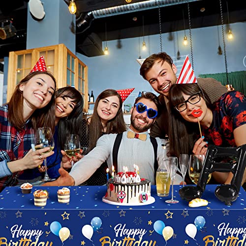 Tegeme Navy Blue Party Supplies Blue Stars Happy Birthday Tablecloths Blue Starry Confetti Table Covers For Kids Boys Girls Baby Shower Birthday Party Decorations (Navy Blue And Gold, 1 Pack) #TOP5