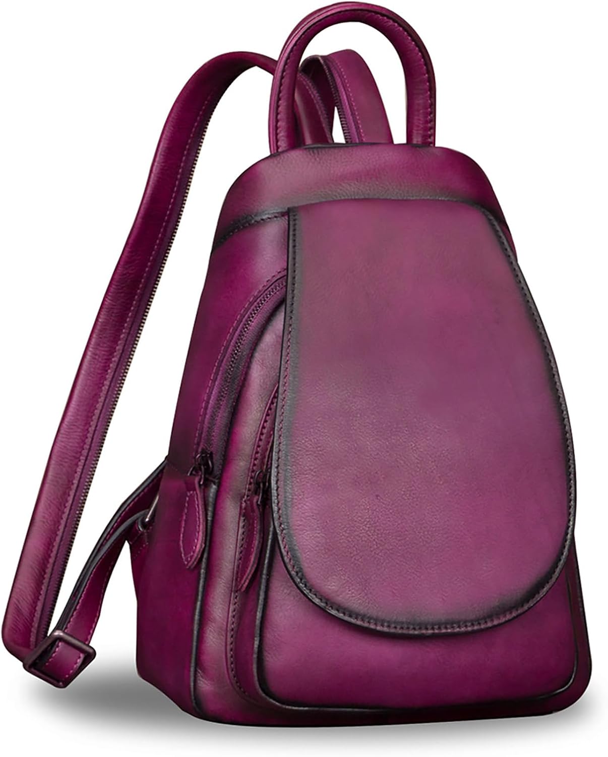 IVTG Genuine Leather Backpack for Women Shoulder Bag Fashion Designer Back Bag Classical Rucksack Casual Daypack (Purple)