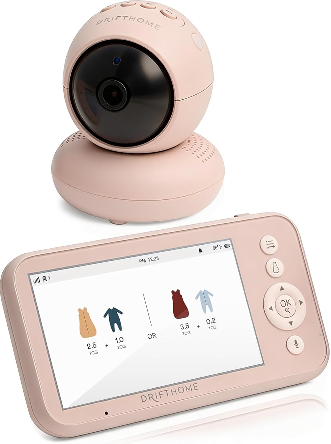 ergoPouch Drift Home No WiFi Baby Monitor with Smart Sleepwear Guide – Baby Monitor with Sleep Tracking, HD Night Vision Camera, Intelligent Dressing Recommendations & Multi-Color Night Light