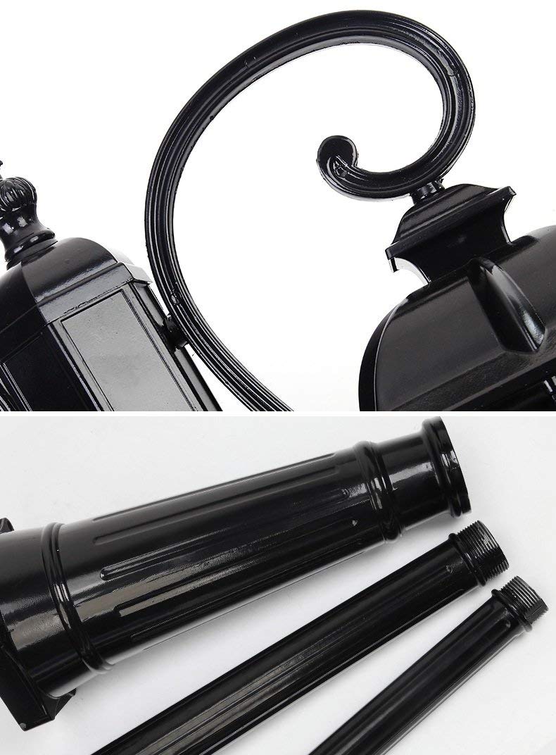 Ensemble de Lampes solaires Modernes en Aluminium et Verre pour Jardin, éclairage LED Ultra-Lumineux, Lampes sur Poteau pour Jardin extérieur, éclairage d'allée, de Cour,Black-230cm